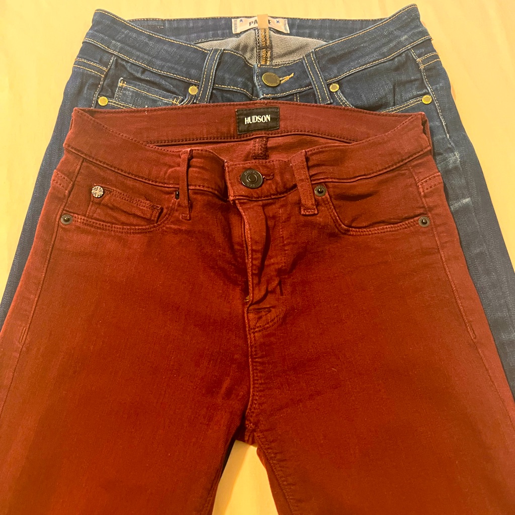 2 For 1 Basic Skinny Jean Bundle Maroon Hudson Jeans And Paige Dark Blue Jeans